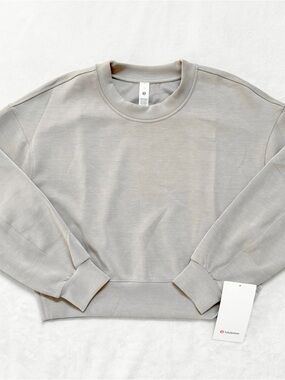 NWT Lululemon Softstreme Perfectly Oversized Cropped Crew – Riverstone – Size 2